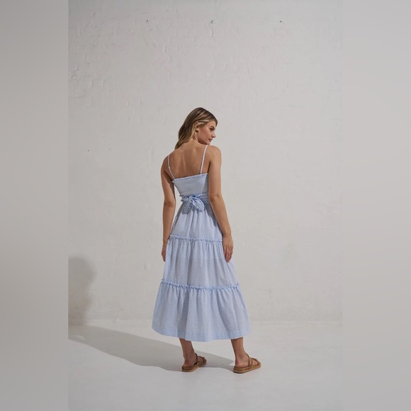 MØN RENN ~ Serene Midi Dress - Blue Stripe - Picture 3 of 9